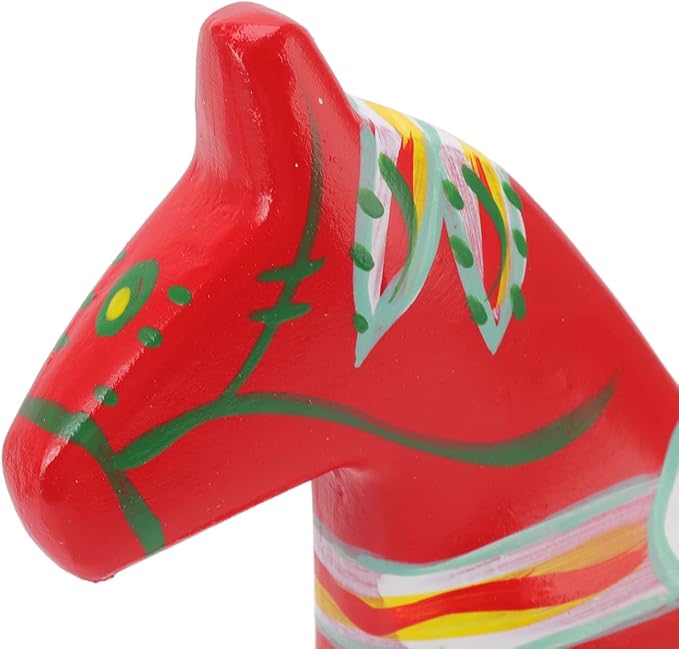 Asixxsix Red Scandinavian Wooden Dala Horse Figurines, Set of 2, Cultural Christmas Decoration Gift