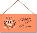 Personalized Signs Cute Butterfly Sign For Kids Room Custom Name Door Wall Art Decor Little Man Cave Floral Nursery Cartton Art Plate For Boys Room Girls Bedroom