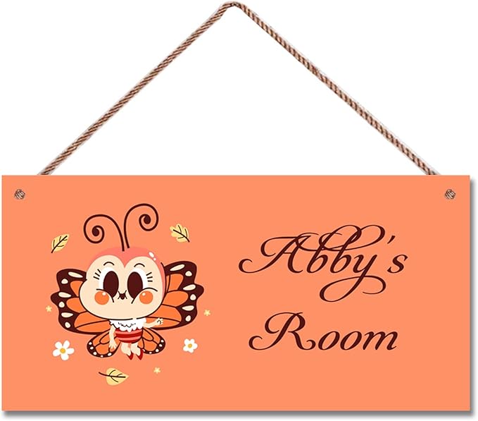 Personalized Signs Cute Butterfly Sign For Kids Room Custom Name Door Wall Art Decor Little Man Cave Floral Nursery Cartton Art Plate For Boys Room Girls Bedroom