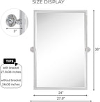 TEHOME Chrome Pivot Mirror Tilt Bathroom Mirror in Polished Nickel Tilting Beveled Vanity Mirrors in Chrome, 28.5x36''