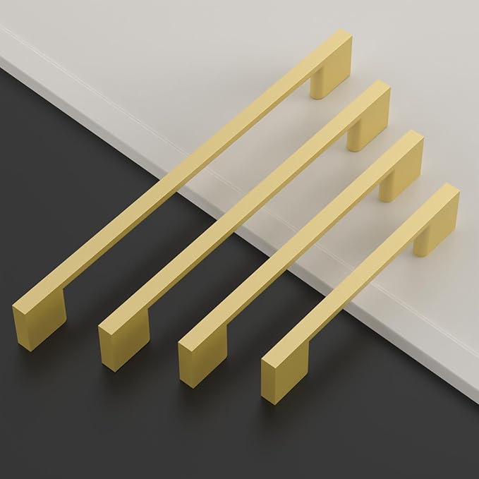 Asidrama 10 Pack 5 Inch(128mm) Brushed Gold Kitchen Cabinet Handles, Cabinet Pulls Kitchen Cabinet Hardware for Cupboard Drawer Pulls