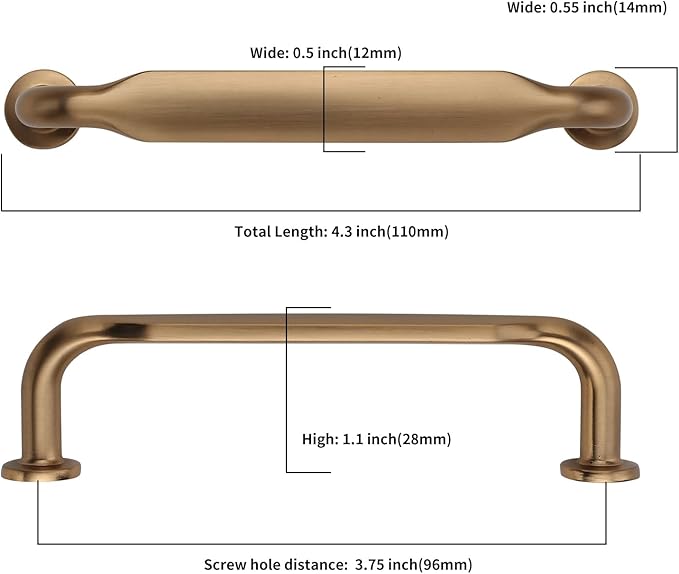 Asidrama 30 Pack 3.75 Inch(96mm) Champagne Bronze Kitchen Cabinet Handles, Cabinet Pulls Kitchen Cabinet Hardware for Cupboard Drawer Pulls