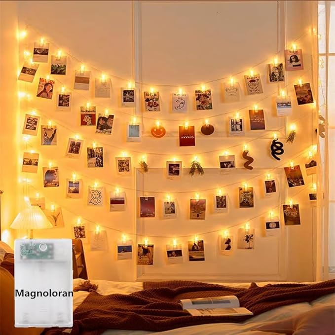 50 LED Photo Clip Fairy Lights LED Twinkle Lights Starry Lights for Home Bedroom Halloween Thanksgiving Christmas Party Wedding Decor - Warm White