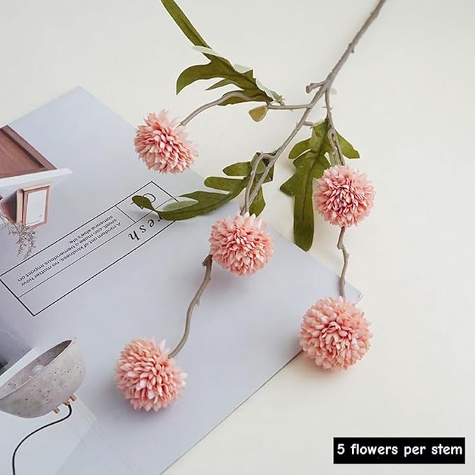 Artificial Flowers for Vases 20.5 Inch 10 Stems， Silk Dried Fake Mums Bouquet Indoor Faux Floral Arrangements for Decoration (Pink)