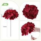 AVIVIHO 65pcs Burgundy Hydrangea Artificial Flowers Bulk (Not Squished, No Steaming Need) Realistic Hydrangeas Silk Flowers with Stems for DIY Project Wedding Party Home Wedding Table Decorations