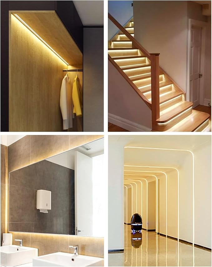 ALITOVE 32.8ft COB LED Lights for Bedroom with Remote Warm White 3000K Dimmable LED Strip Lights CRI90+ High Density 3200LEDs Flexible 24V LED Tape Light for Cabinet Home Indoor Lighting Decoration