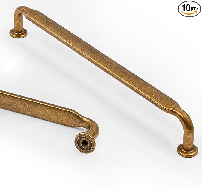 Asidrama 10 Pack 7.5 Inch(192mm) Antique Brass Kitchen Cabinet Handles, Cabinet Pulls Vintage Retro Kitchen Cabinet Hardware for Cupboard Drawer Pulls