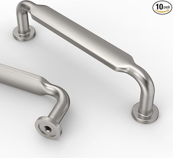 Asidrama 10 Pack 3.75 Inch(96mm) Brushed Satin Nickel Kitchen Cabinet Handles, Cabinet Pulls Kitchen Cabinet Hardware for Cupboard Drawer Pulls