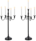 Black Candelabra Halloween Decorations: 28 Inches Floor Gothic Candle Holder 5 Arm Metal Candlestick Stand for Table Fireplace Victorian Decor Set of 2