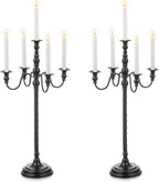 Black Candelabra Halloween Decorations: 28 Inches Floor Gothic Candle Holder 5 Arm Metal Candlestick Stand for Table Fireplace Victorian Decor Set of 2