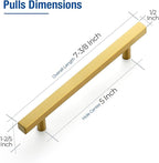 JOY DECOR 30 Pack 5 Inch Brushed Brass Square Cabinet Handles Stainless Steel Cabinet Hardware Pulls for Kitchen and Drawers with 7-3/8 Inch Overall Length