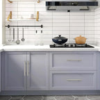 JOY DECOR 10 Pack 7.38 Inch Cabinet Pulls Kitchen Cabinet Handles with 5 Inch Hole Center Brushed Nickel Cabinet Hardware Stainless Steel Kitchen Drawer Pulls for Cabinets Cupboard, 128mm Hole Centers