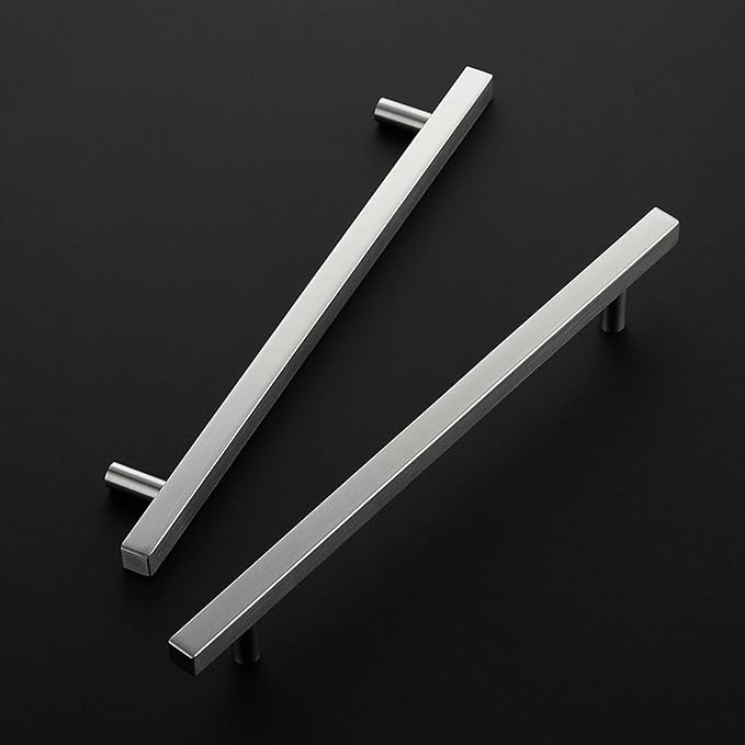 Ravinte Brushed Nickel Cabinet Handles 15 Pack 8-4/5 inch Satin Nickel Square Cabinet Pulls Silver Hardware for Kitchen Cabinets 11-3/10 inch Overall Length Stainless Steel Drawer Pulls
