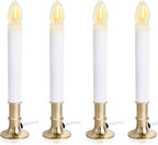 4-Pack Electric Christmas Window Candle Lights Dusk to Dawn with Shatterproof Plastic LED Bulbs, Plug-in Corded Window Candle Lamps, Auto On/Off Light Sensor, 4 Suction Cups Included, Warm White