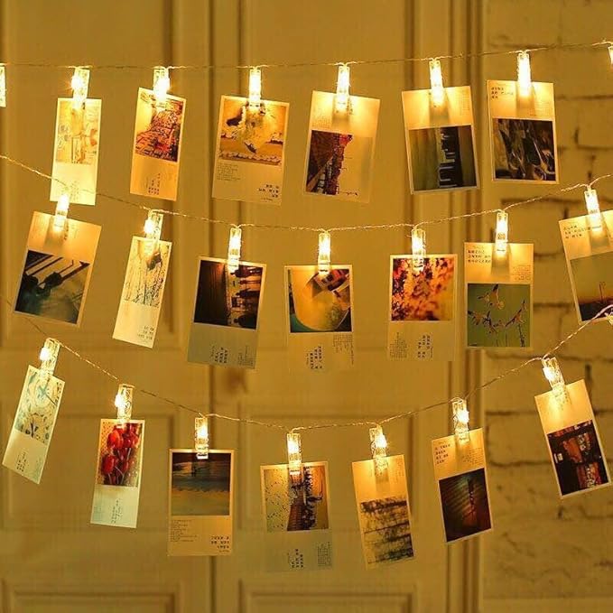 30 LED Photo Clip Fairy Lights LED Twinkle Lights Starry Lights for Home Halloween Thanksgiving Christmas Party Wedding Decor (10ft, Warm White)