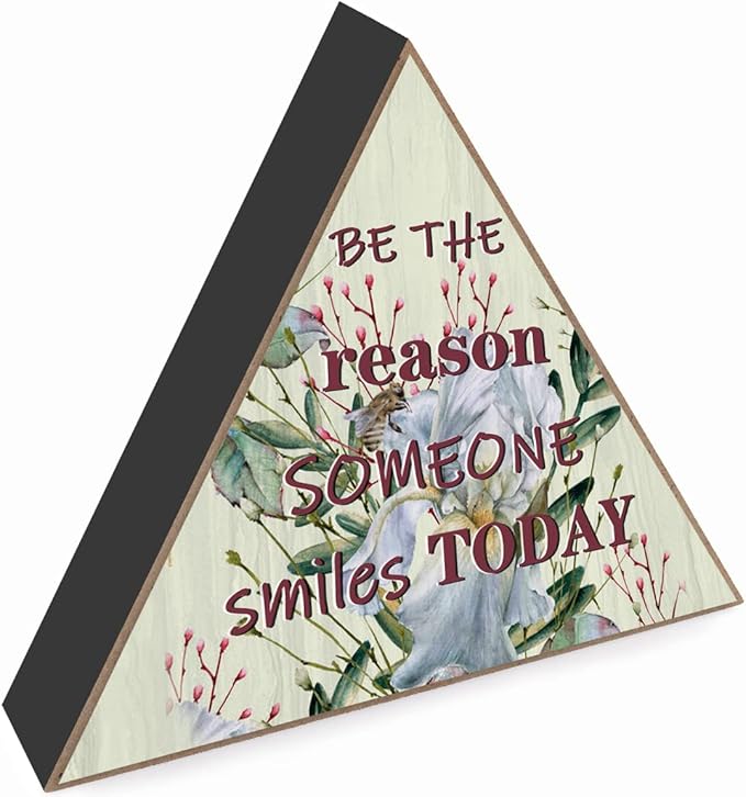 Be The Reason Someone Smiles Today Inspirational Desk Decor Wooden Box Sign Vintage Flower Print Wood Plaque Home Bedroom Office Nursery Decor