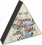 Be The Reason Someone Smiles Today Inspirational Desk Decor Wooden Box Sign Vintage Flower Print Wood Plaque Home Bedroom Office Nursery Decor