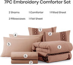 MaiRêve Embroidery Full Size Comforter Set Dusty Pink, Farmhouse Western Boho Bedding Set 7 Pieces, All Season Bed in A Bag Comforter Set with Sheets, Pillowcases & Shams
