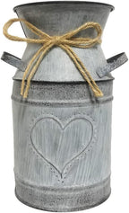 Artificial Lavender Flowers with Vase,Fake Lavender Plant Artificial in Metal Vase for Kitchen Counter Rustic Farmhouse Decor (Heart,White)