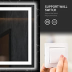 LOAAO 60X28 LED Bathroom Mirror with Lights, Anti-Fog, Dimmable, Backlit + Front Lit, Lighted Bathroom Vanity Mirror for Wall, Memory Function, Tempered Glass, ETL Listed