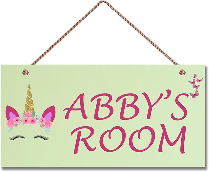 Personalized Signs Unicorn Sign, Custom Name Signs for Kids Room, Unicorn Rainbow Wall Decor for Girls Bedroom, Birthday Party, Bathroom, Playroom
