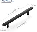 JOY DECOR 30 Pack 6-1/4 Inch Matte Black Square Cabinet Handles Stainless Steel Cabinet Hardware Pulls for Kitchen and Drawers with 8-13/16 Inch Overall Length