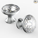 Asidrama 10 Pack Polished Chrome Kitchen Cabinet Knobs Clear Crystal Dresser Knobs Drawer Knobs Cabinet Hardware Zinc Knobs for Dresser Drawers