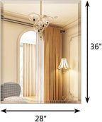 28"x36" Frameless Rectangle Wall Mirror with 1 inch Beveled Edge for Bathroom Vanity