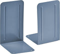 Acrimet Metal Bookends, Non-Skid Book Stand for Shelves, Heavy Duty Book Stopper, 6-7/8" H x 4" W x 4-1/2“ D, Blue, 1 Pair