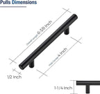 JOY DECOR 20 Pack Cabinet Handles, Black Cabinet Pulls, 4 in Hole Center Kitchen Hardware, Stainless Steel T Bar Handles for Dresser Drawers