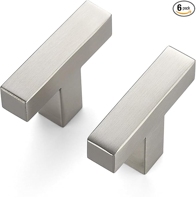 JOY DECOR 6 Pack Cabinet Knobs, Brushed Nickel Cabinet Handles, 2 Inch Kitchen Knobs, Single Hole Drawer Hardware for Dresser Drawers