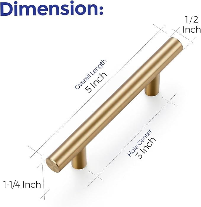 Ravinte 1 Pack 5 Inch Cabinet Pulls Champagne Bronze Stainless Steel Kitchen Drawer Pulls Cabinet Handles 5 InchLength, 3 Inch Hole Center