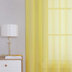 KEQIAOSUOCAI 108 inches Long Living Room Sheer Curtains - Eyelet Top Voile Sheer Draperies Privacy for Villa, W 54 by L 108 inch Length, 2 Panels, Vibrant Yellow