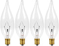 4-Pack E12 Candle Light Bulbs 60W, Dimmable Warm White 2700K Chandelier Light Bulbs for Ceiling Fan or Pendants, CA10 Clear Candelabra Gold Base Bulbs