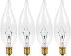 4-Pack E12 Candle Light Bulbs 60W, Dimmable Warm White 2700K Chandelier Light Bulbs for Ceiling Fan or Pendants, CA10 Clear Candelabra Gold Base Bulbs