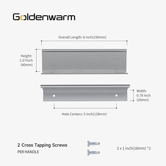 goldenwarm 100 Pack Brushed Nickel Finger Edge Pulls Drawer Finger Pulls Kitchen Hardware Handles Bedroom Dresser Drawers, 5in Hole Centers