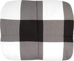 7 Piece Comforter Set Bag Solid Color All Season Soft Down Alternative Blanket & Luxurious Microfiber Bed Sheets, Queen, Buffalo Plaid Black/White