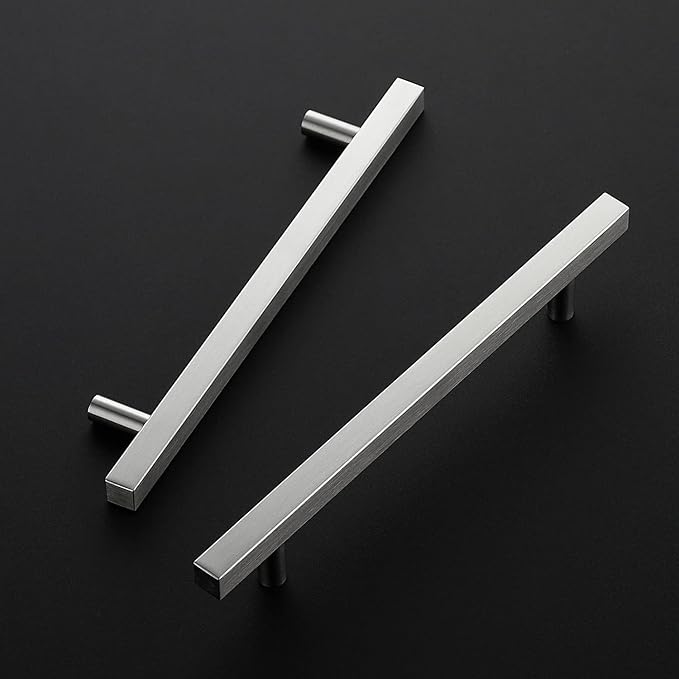 Ravinte Brushed Nickel Cabinet Handles 30 Pack 6-3/10 inch Satin Nickel Square Cabinet Pulls Silver Hardware for Kitchen Cabinets 8-4/5 inch Overall Length Stainless Steel Drawer Pulls