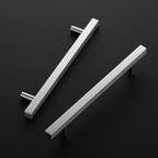 Ravinte Brushed Nickel Cabinet Handles 10 Pack 6-3/10 inch Satin Nickel Square Cabinet Pulls Silver Hardware for Kitchen Cabinets 8-4/5 inch Overall Length Stainless Steel Drawer Pulls