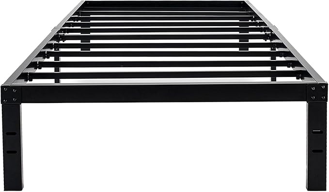 45MinST 14 Inch Reinforced Platform Bed Frame/3500lbs Heavy Duty/Easy Assembly Mattress Foundation/Steel Slat/Noise Free/No Box Spring Needed, Twin