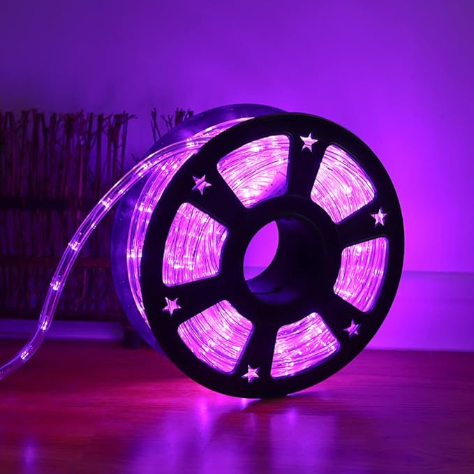 50ft 360 LED Purple Rope Lights, 110V Connectable Purple Led Strip Lights, Halloween Decoration Outdoor Lights for Deck, Patio, Pool, Camping, Landscape, Bedroom, Christmas Decor