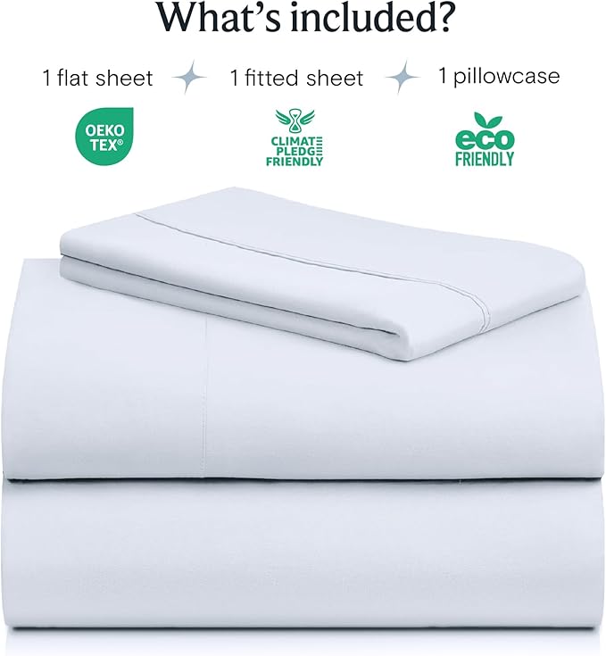 LuxClub 3 PC Sheet Set Bed Sheets Deep Pockets 16" Eco Friendly Wrinkle Free Cooling Machine Washable Hotel Bedding Silky Soft - Baby Blue Twin XL