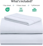 LuxClub 3 PC Sheet Set Bed Sheets Deep Pockets 16" Eco Friendly Wrinkle Free Cooling Machine Washable Hotel Bedding Silky Soft - Baby Blue Twin XL