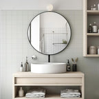 ANDY STAR 36" Black Round Mirror, Black Circle Mirror, 36 inch Round Black Mirror Bathroom, Big Circle Wall Mirror in Metal Frame, Matte Black Vanity Mirror for Entryway, Living Room, Dining Room