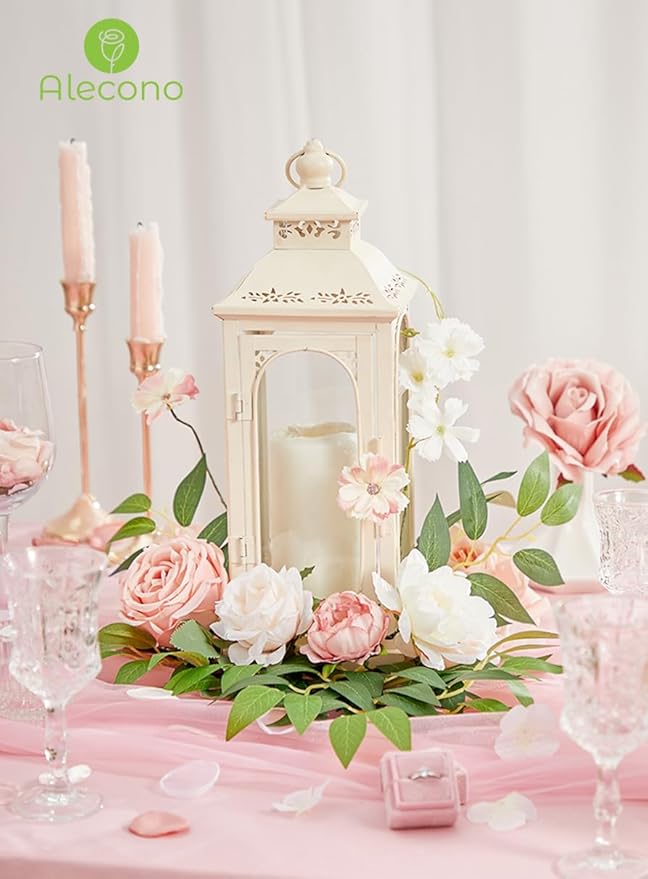 Alecono Artificial Flowers, Pink Fake Flowers for Decorastion, Wedding Flowers for Cake Party Home Table Centerpieces Decor