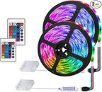 2m Battery Powered Led Strip Lights, LED Strip with 24 Keys Remote Control for Party and DIY Decoration, 2 Pack