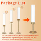 6Pcs Hurricane Glass Candle Holders Gold Candlestick Holders Taper Candle Holder with 9.8" Windproof Clear Cylinder Covers for Outdoor Indoor Tall Candle Stick Holder Decor for Wedding Party Fireplace