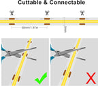 COB LED Strip,LED Strip Lights 3M/9.84ft,Touch Dimmable LED Strips,CRI90+,3000K Warm White cob led,960LEDs,24V LED Tape Lights,Indoor for Bedroom, Kitchen, TV, Mirror,Cabinet