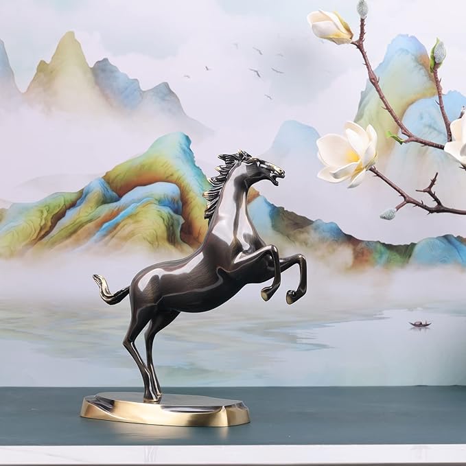 Brass Standing Horse Statue, Scandinavian Luxury Office Living Room Decor, Handmade Horse Figurines - For Desktop Coffee Table Shelves Entrance Tables Fireplaces Decor