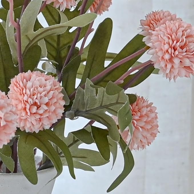 Artificial Flowers for Vases 20.5 Inch 10 Stems， Silk Dried Fake Mums Bouquet Indoor Faux Floral Arrangements for Decoration (Pink)